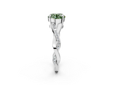 White gold Fancy Green Round  Cut Diamond Twisted Band Engagement Ring with Prong Setting_5