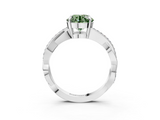 White gold Fancy Green Round  Cut Diamond Twisted Band Engagement Ring with Prong Setting_6