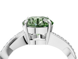 White gold Fancy Green Round  Cut Diamond Twisted Band Engagement Ring with Prong Setting_7