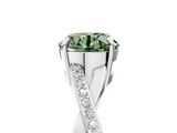 White gold Fancy Green Round  Cut Diamond Twisted Band Engagement Ring with Prong Setting_8