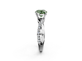 White gold Fancy Green Round  Cut Diamond Twisted Band with Pavé Setting and Four-Prong Setting_22