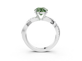 White gold Fancy Green Round  Cut Diamond Twisted Band with Pavé Setting and Four-Prong Setting_23