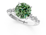 White gold Fancy Green Round  Cut Diamond Vine Band with Four-Prong Setting_72