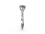 White gold Fancy Green Round  Cut Diamond Vine Band with Four-Prong Setting_73