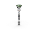 White gold Fancy Green Round  Cut Diamond with Milgrain Marquise and Bezel Accents on a Solitaire Band with Prong Setting_192