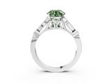 White gold Fancy Green Round  Cut Diamond with Milgrain Marquise and Bezel Accents on a Solitaire Band with Prong Setting_193