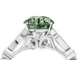 White gold Fancy Green Round  Cut Diamond with Milgrain Marquise and Bezel Accents on a Solitaire Band with Prong Setting_194