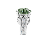 White gold Fancy Green Round  Cut Diamond with Milgrain Marquise and Bezel Accents on a Solitaire Band with Prong Setting_195