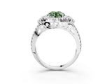 White gold Fancy Green Round  Cut Double Halo Diamond Engagement Ring with Pave Band and Four-Prong Setting_58