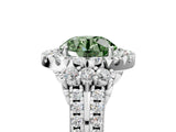 White gold Fancy Green Round  Cut Double Halo Diamond Engagement Ring with Pave Band and Four-Prong Setting_60