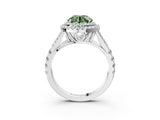 White gold Fancy Green Round  Cut Double Halo Split Shank Diamond Ring with Prong Setting_52