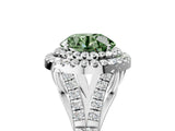 White gold Fancy Green Round  Cut Double Halo Split Shank Diamond Ring with Prong Setting_54