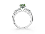 White gold Fancy Green Round  Cut Five-Stone Prong Set Diamond Ring with Classic Band_135