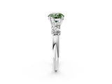 White gold Fancy Green Round  Cut Five-Stone Prong Set Diamond Ring with Classic Band_142