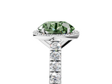 White gold Fancy Green Round  Cut Halo Diamond Engagement Ring with Pave Band and Four-Prong Setting_33