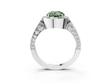 White gold Fancy Green Round Cut Halo Diamond Engagement Ring with Split Shank Band and Four-Prong Setting_15
