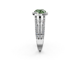 White gold Fancy Green Round  Cut Halo Diamond Engagement Ring with Split Shank and Four-Prong Setting_22