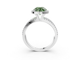 White gold Fancy Green Round  Cut Halo Diamond Engagement Ring with Split Shank and Four-Prong Setting_23