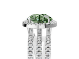 White gold Fancy Green Round  Cut Halo Diamond Engagement Ring with Split Shank and Four-Prong Setting_25