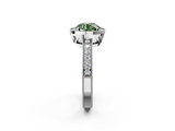 White gold Fancy Green Round  Cut Halo Diamond Pave Band Ring with Four-Prong Setting_27