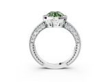 White gold Fancy Green Round  Cut Halo Diamond Pave Band Ring with Four-Prong Setting_28