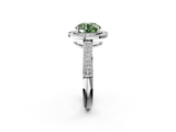 White gold Fancy Green Round  Cut Halo Diamond Pave Band with Four-Prong Setting_38