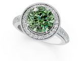 White gold Fancy Green Round  Cut Halo Diamond Pave Band with Four-Prong Setting_38