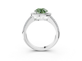 White gold Fancy Green Round  Cut Halo Diamond Pave Band with Four-Prong Setting_40