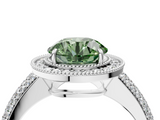 White gold Fancy Green Round  Cut Halo Diamond Pave Band with Four-Prong Setting_40