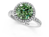 White gold Fancy Green Round Cut Halo Diamond Pave Band with Prong Setting_1