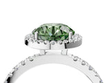 White gold Fancy Green Round Cut Halo Diamond Pave Band with Prong Setting_10