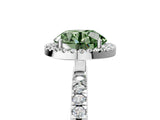 White gold Fancy Green Round Cut Halo Diamond Pave Band with Prong Setting_11