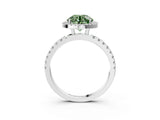White gold Fancy Green Round Cut Halo Diamond Pave Band with Prong Setting_3