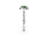 White gold Fancy Green Round Cut Halo Diamond Pave Band with Prong Setting_8