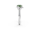 White gold Fancy Green Round  Cut Halo Diamond Ring with Channel Set Band and Four-Prong Setting_34