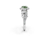 White gold Fancy Green Round Cut Halo Diamond Ring with Milgrain and Bezel Accents on a Split Shank Band_14