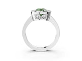 White gold Fancy Green Round  Cut Halo Diamond Ring with Pavé Band and Milgrain Prong Setting_36