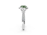White gold Fancy Green Round Cut Halo Diamond Ring with Pavé Band_38