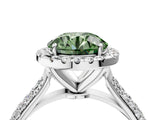 White gold Fancy Green Round Cut Halo Diamond Ring with Pavé Band_40