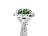 White gold Fancy Green Round Cut Halo Diamond Ring with Pavé Band_41