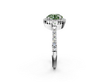 White gold Fancy Green Round  Cut Halo Diamond Ring with Pave Band and Four-Prong Setting_26