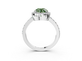 White gold Fancy Green Round  Cut Halo Diamond Ring with Pave Band and Four-Prong Setting_27