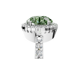 White gold Fancy Green Round  Cut Halo Diamond Ring with Pave Band and Four-Prong Setting_28