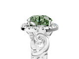 White gold Fancy Green Round  Cut Halo Diamond Ring with Scrollwork Band and Four-Prong Setting_91