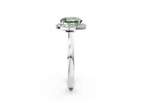 White gold Fancy Green Round Cut Halo Diamond Ring with Solitaire Band and Prong Setting_2