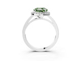 White gold Fancy Green Round Cut Halo Diamond Ring with Solitaire Band and Prong Setting_3