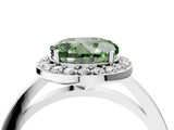 White gold Fancy Green Round Cut Halo Diamond Ring with Solitaire Band and Prong Setting_4