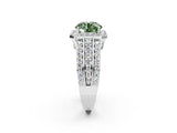 White gold Fancy Green Round Cut Halo Diamond Ring with Split Shank and Four-Prong Setting_90