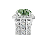 White gold Fancy Green Round Cut Halo Diamond Ring with Split Shank and Four-Prong Setting_93