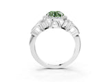 White gold Fancy Green Round Cut Halo Diamond Split Shank Engagement Ring with Four-Prong Setting_3